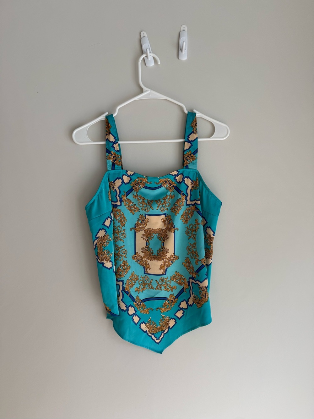 Rachel Zoe Turquoise Baroque-Print Bodysuit